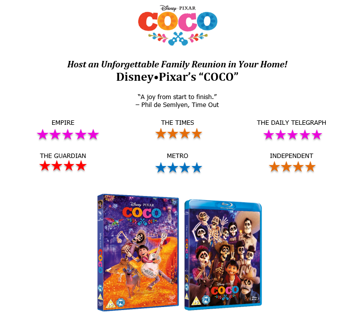 DISNEY’S COCO – ON BLU-RAY, DVD, AND ON-DEMAND 21 MAY 2018