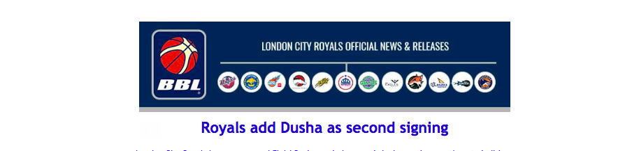 Royals add Dusha as second signing
