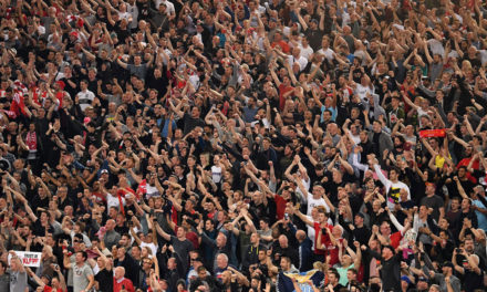 Can you spot these famous sports pundits in the Liverpool vs Man City stands?