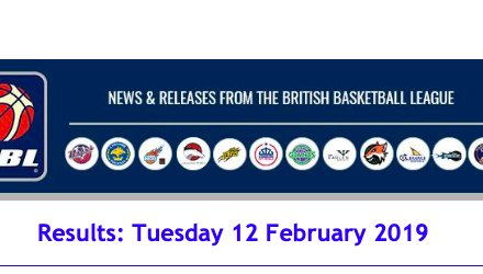 British Basketball League Results: Tuesday 12 February 2019