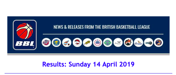 News from British Basketball League Results: Sunday 14 April 2019