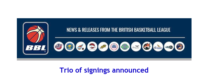 British Basketball League: Trio of signings announced