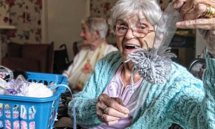 Droitwich care home pen pals – shaking their Pom Poms