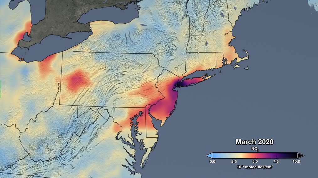 NASA Satellite Data Show 30 Percent Drop In Air Pollution Over Northeast U.S.