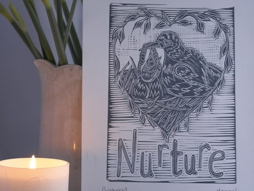 ‘Nurture’: an original lino print especially for Mother’s Day by Printmaker Hannah Turlington