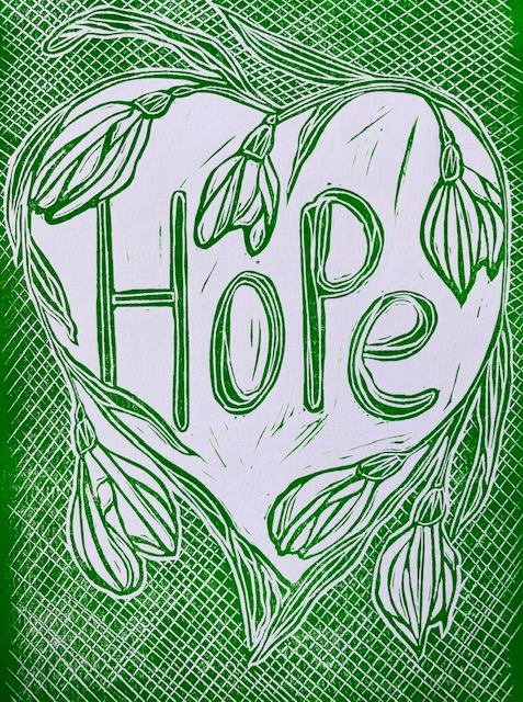 ‘Hope’: Original lino print for Spring and Easter by Hannah Turlington