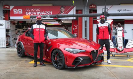 Alfa Romeo Giulia GTAm is special guest of Kimi Räikkönen and Antonio Giovinazzi at Imola Grand Prix