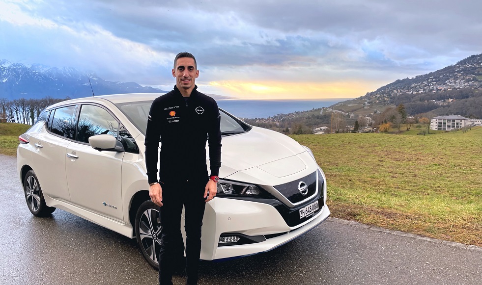 Nissan’s Formula E driver Sébastien Buemi welcomes electric mobility on and off the track with his Nissan LEAF