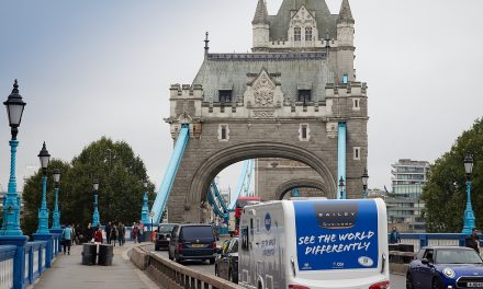 High-flying caravan in the skies over London celebrates boom in staycations and caravanning