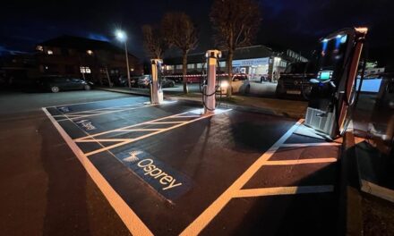 New rapid EV charging site opened at Loddon Vale Shopping Centre in Woodley by Osprey Charging Network, supports critical public charging infrastructure
