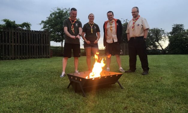 Local employer, Saint-Gobain Abrasives donates handmade fire pit to Stafford Scout group